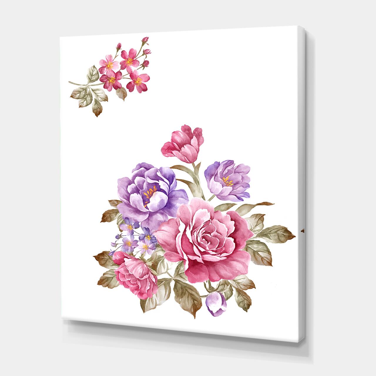 Designart - Bouquet of Pink and Purple Flowers I - Farmhouse Canvas Wall Art Print
